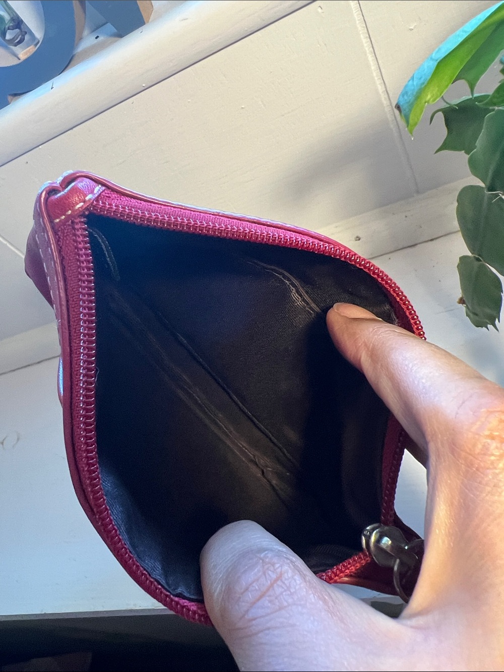 Coach Red Leather Wristlet Clutch with Silver Hardware - Picture 7 of 10